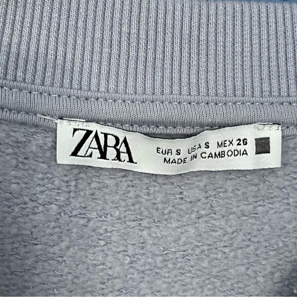 Zara S gray long sleeve blouse ruffle crewneck kawaii pastel girlhoodcore solid - Picture 4 of 7